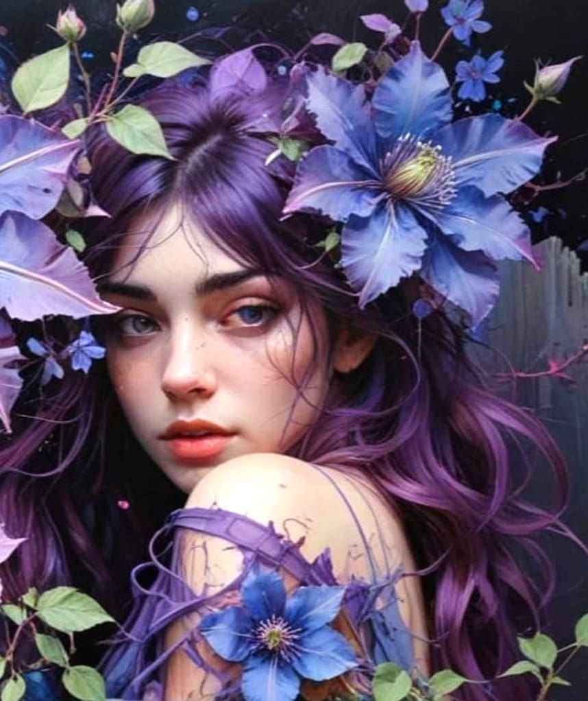 Vibrant Clematis Blooms on Weathered Garden Fence