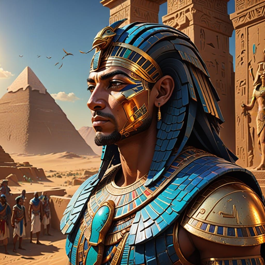 Ancient Egyptian Sun God Ra in Majestic Desert Palace