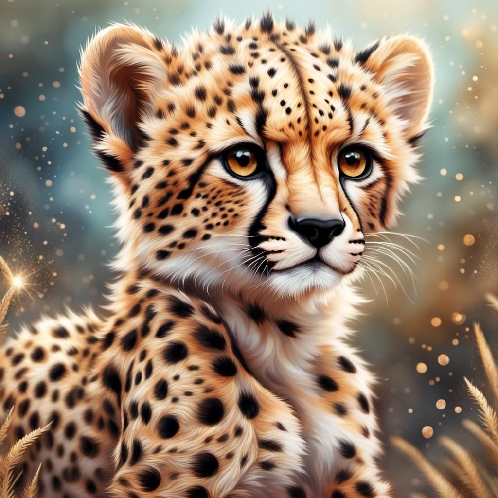 Cute Cheetah Cub in Fantasy Savannah