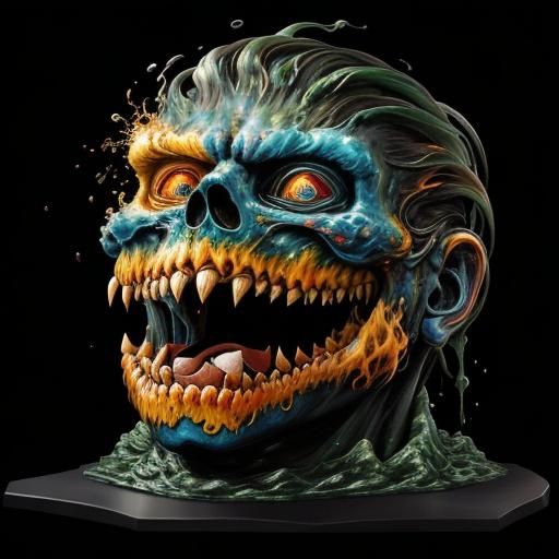 Monster Wave: Expressionist Oil Painting