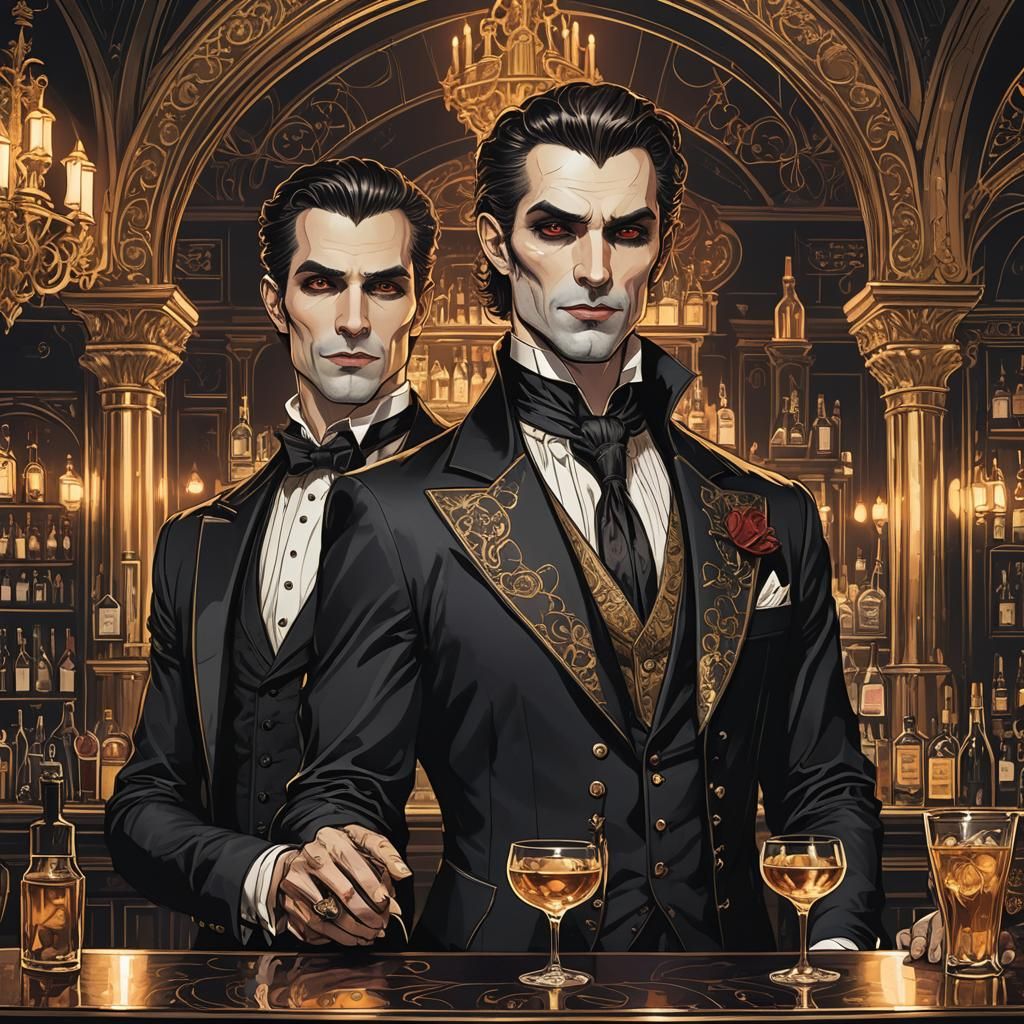 Vampire Bartenders in Art Nouveau Style