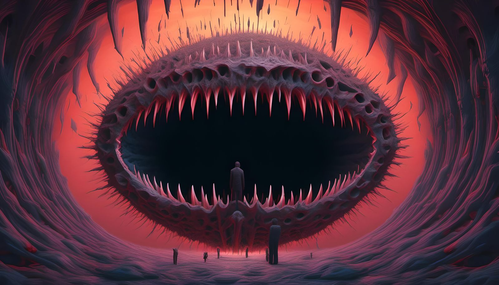 Black Hole in Giant Mouth Inside Hollow Planet