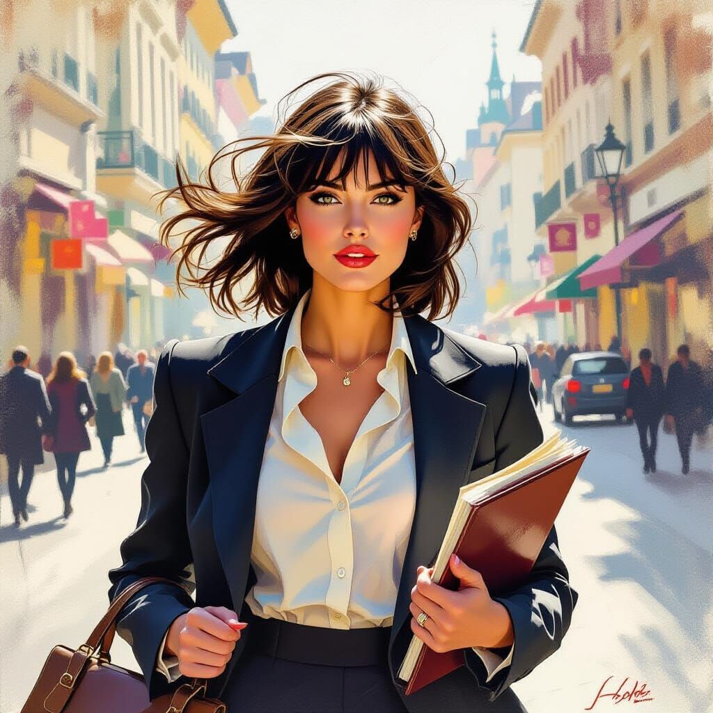 Bertha Rushing to Work in the Style of Classical Oil Paintin...