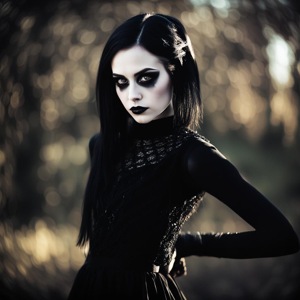 Gothic Girl Portrait with Dramatic Lighting
