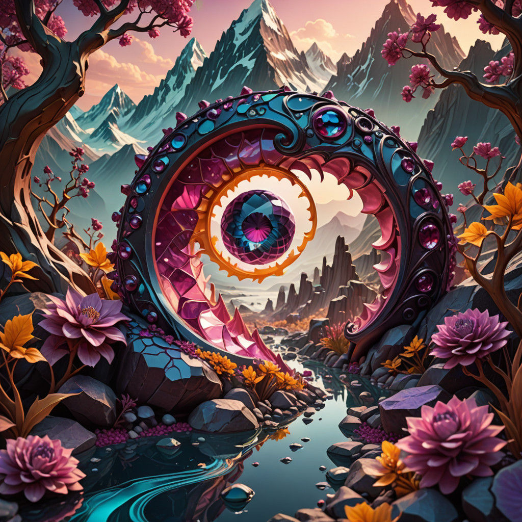 Surreal Surrealism Creatures in Hyperrealistic, Tanzanite, R...