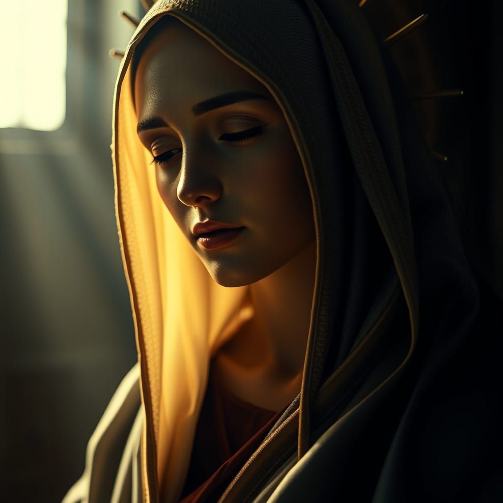 Surreal Devotional Portrait of Nossa Senhora in Hyperrealist...