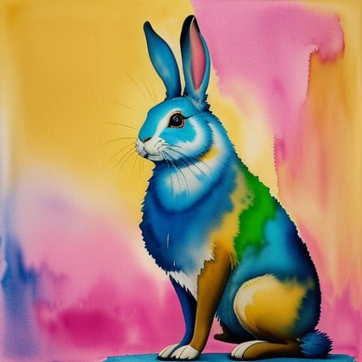 Surreal Rabbit Laughing in Salvador Dali Style