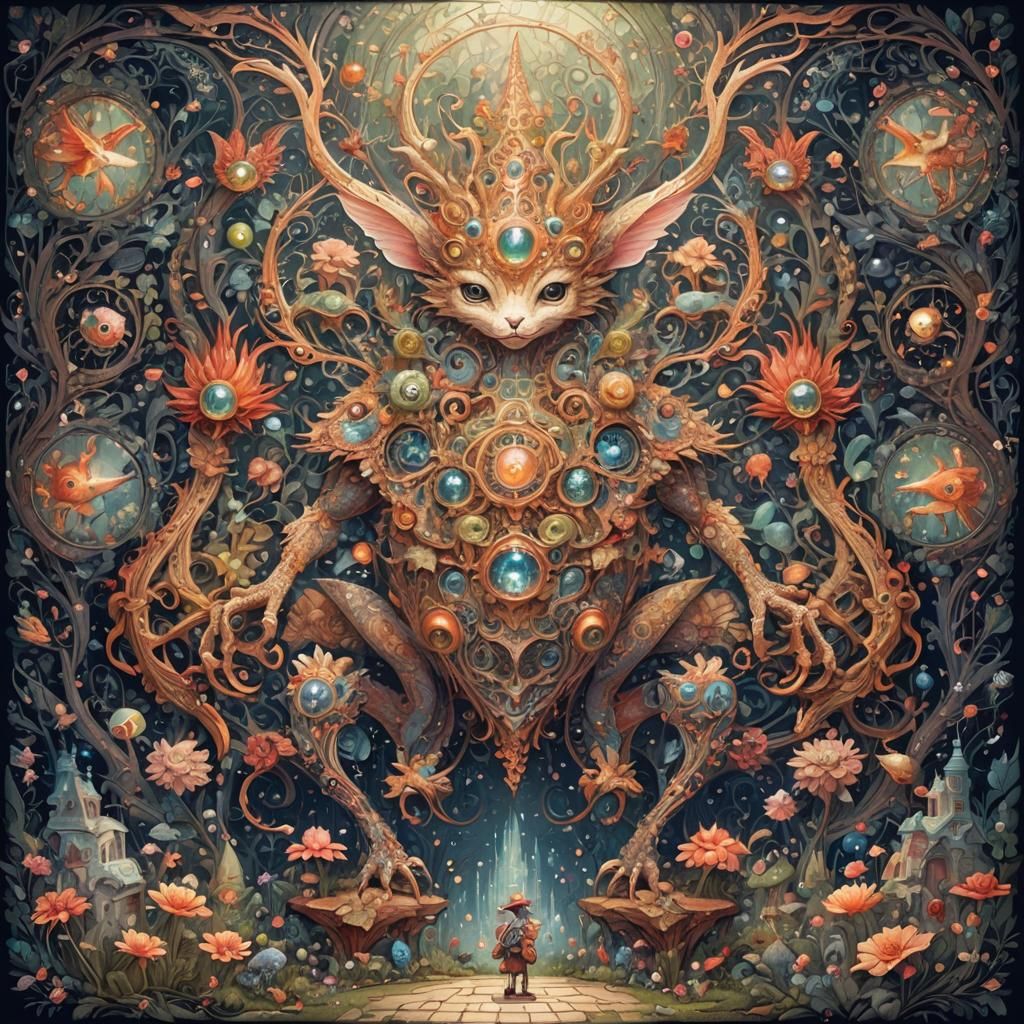 Intricate Fairy Tale Creature Illustration