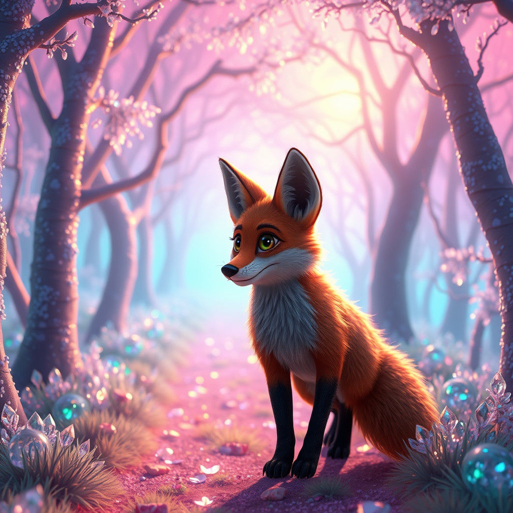 Anthropomorphic Fox Explores Mystical Forest in 3D