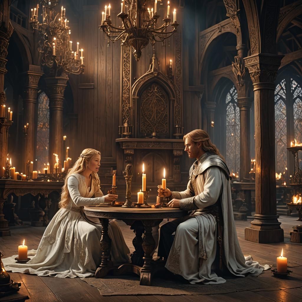 Faramir and Eowyn by Candlelight: Fantasy Art