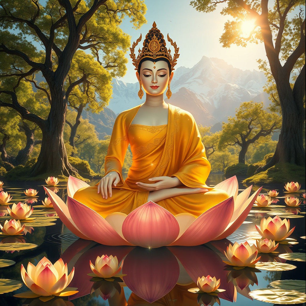 Ethereal Goddess on a Lotus Flower