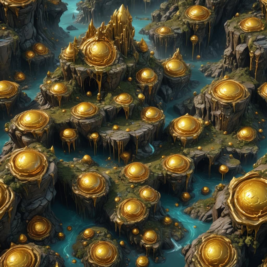Ancient Golden Ooze Lord in Detailed Digital Painting
