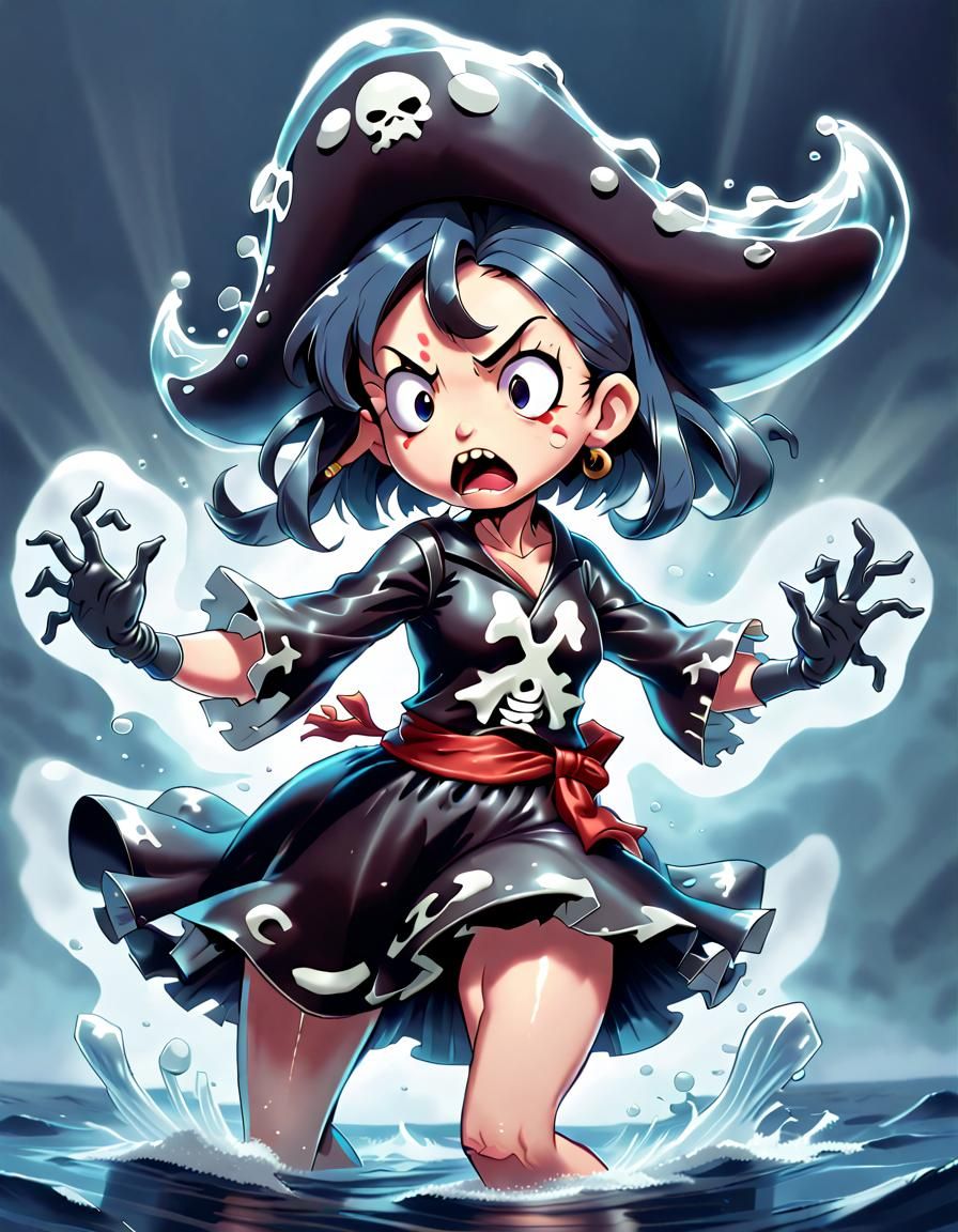 Angry Amoeba Pirate Character in Disney Pixar Style