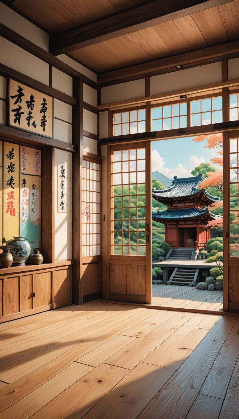 Vibrant Anime Dojo Masterpiece with Traditional Japanese Arc...