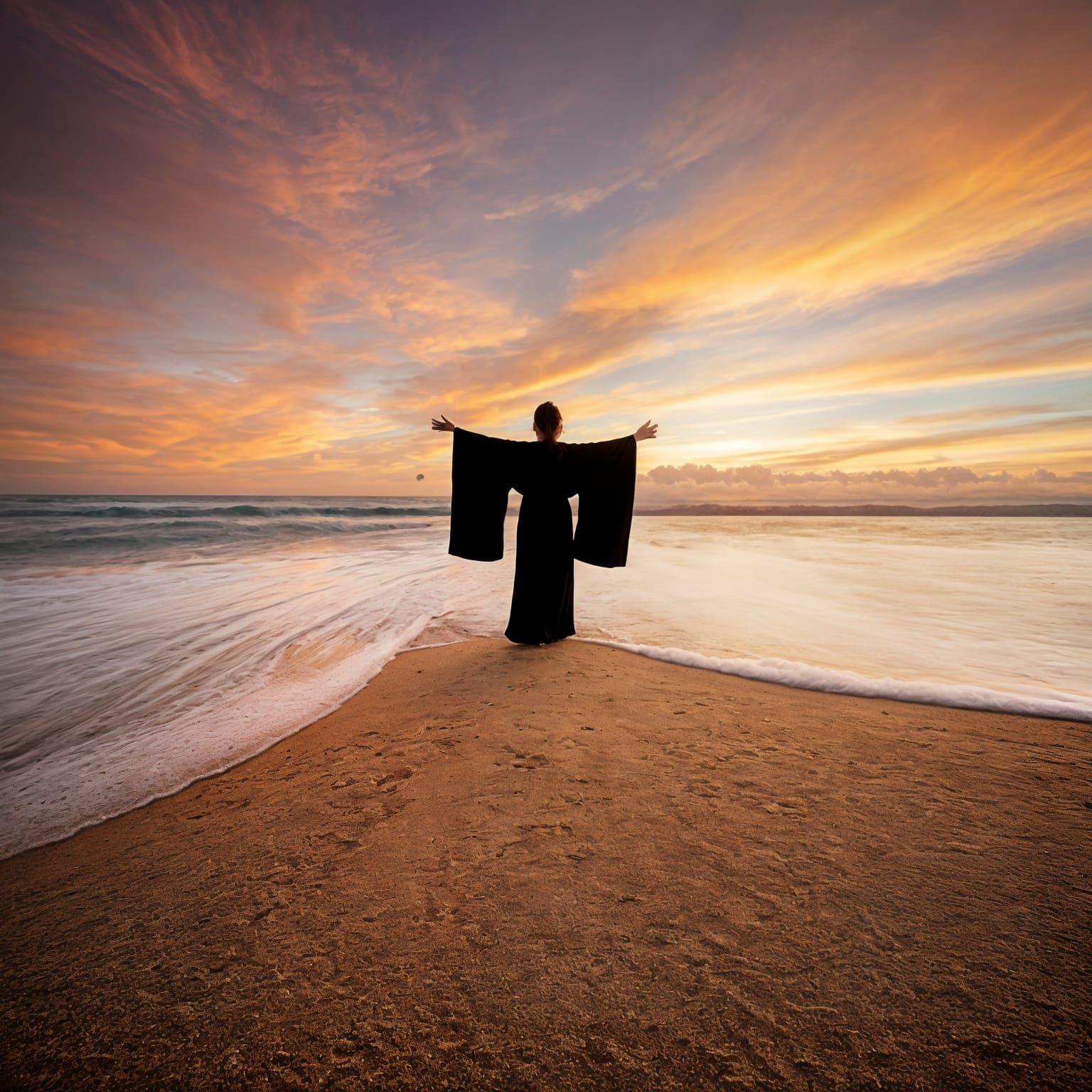 Serenene Sunset Beach Scene in Realistic Photographic Style