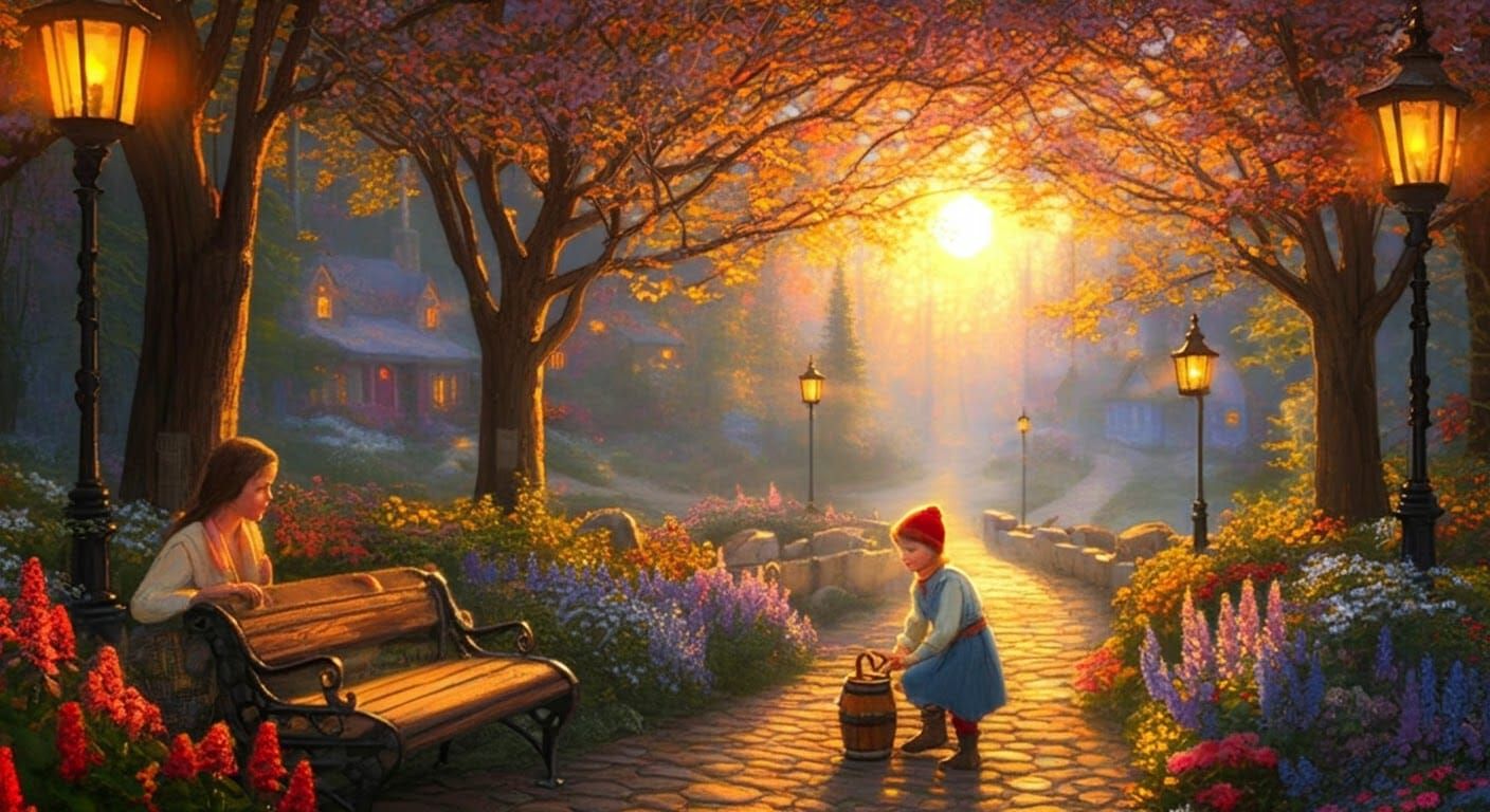 Ethereal Fantasy Scene in Golden Hour