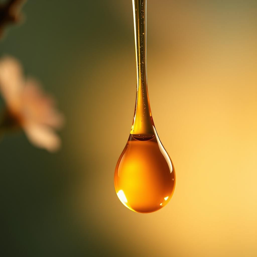 Golden Honey Drop in Dreamy Hyperrealism
