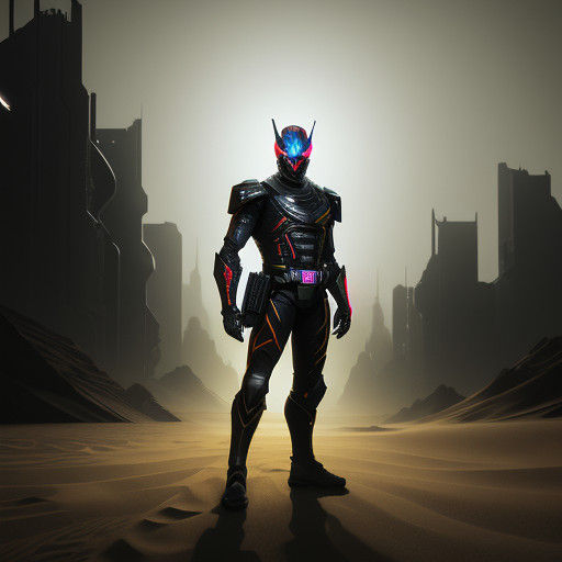 Neon Noir Cyberpunk Assassin in Endless Sands