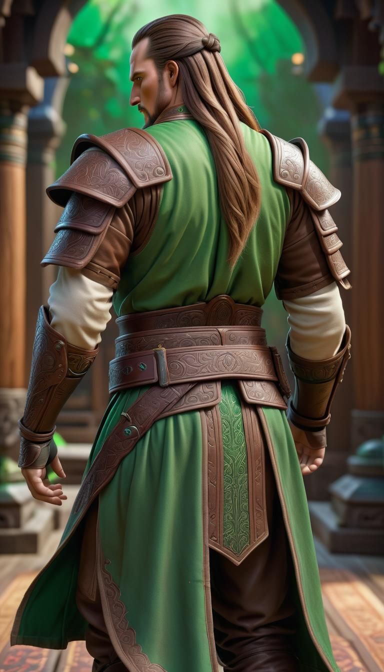 Qui-Gon Jinn in Intricate Leather Armor, Warcraft Style