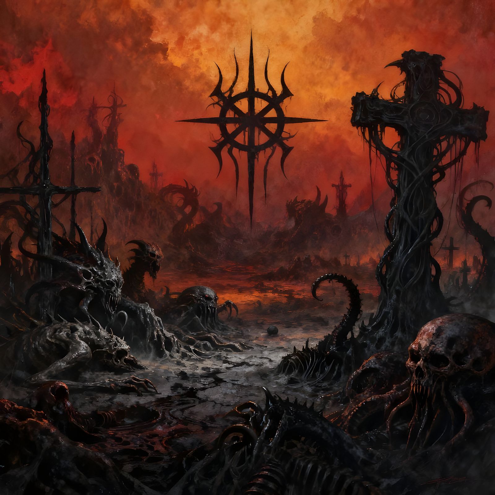 Hellish Black Metal Art with Demonic Creatures