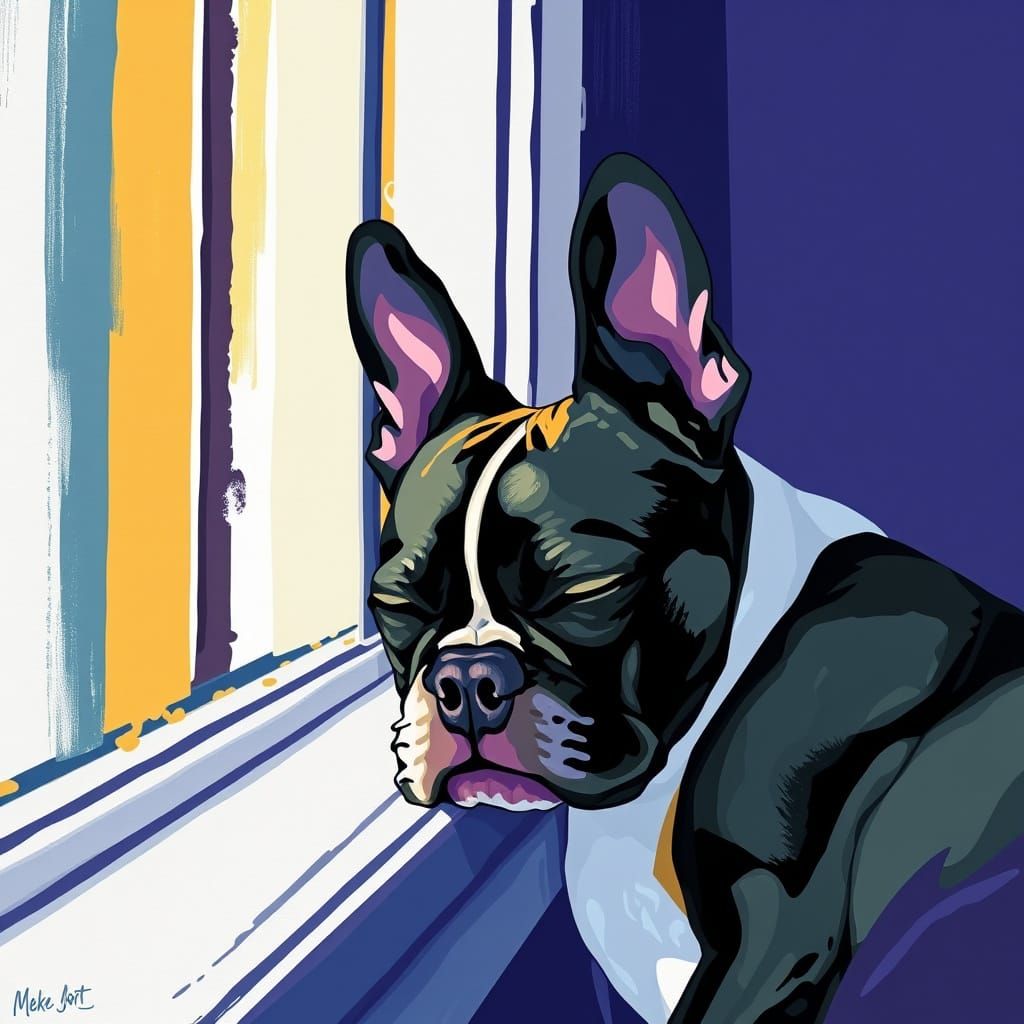 Boston Terrier in Warm Sunlight