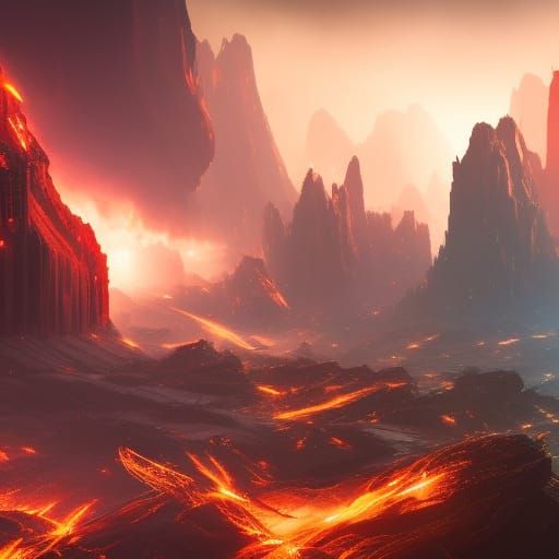 Fiery Space Planet in Detailed Matte Painting