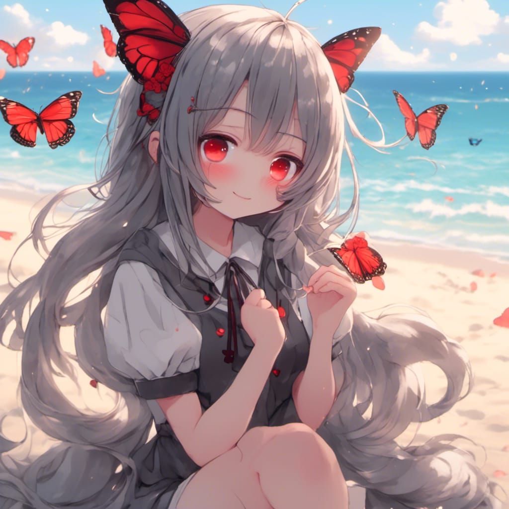 Furry Character on Beach in Anime Key Visual Style