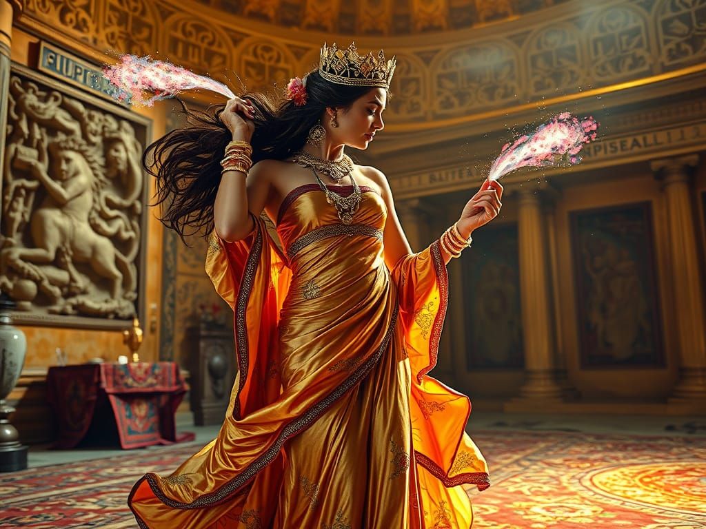 Majestic Persian Woman's Perfume Dance in Persepolis