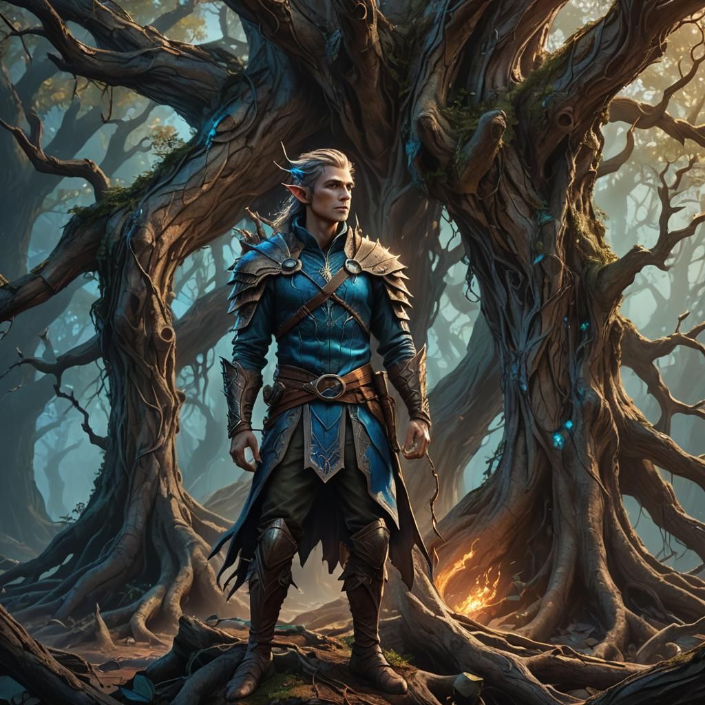 Half-Human, Half-Wood Elf Fantasy Illustration