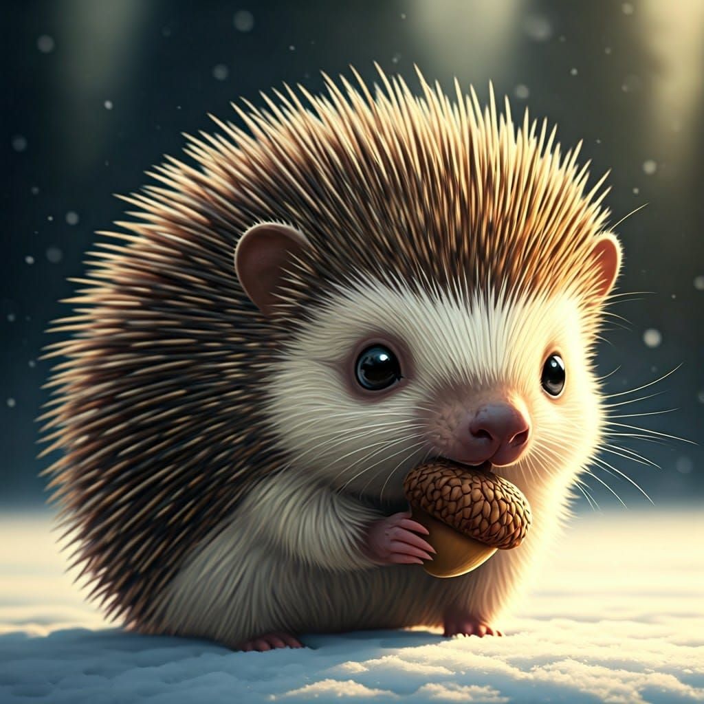 Chibi Porcupine in Snowy Wonderland