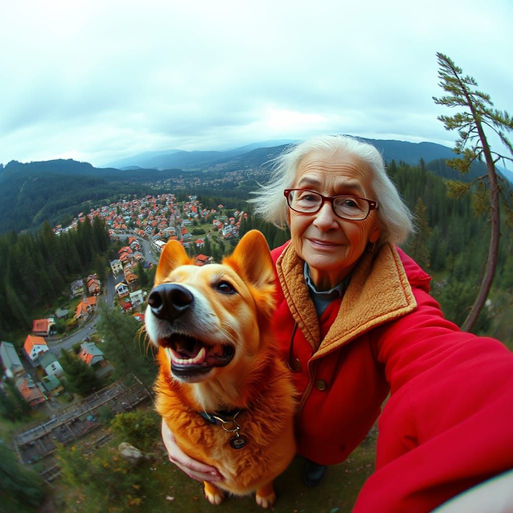 Surreal Glitch Art of a Town at the Forest's Edge in Neon Hu...