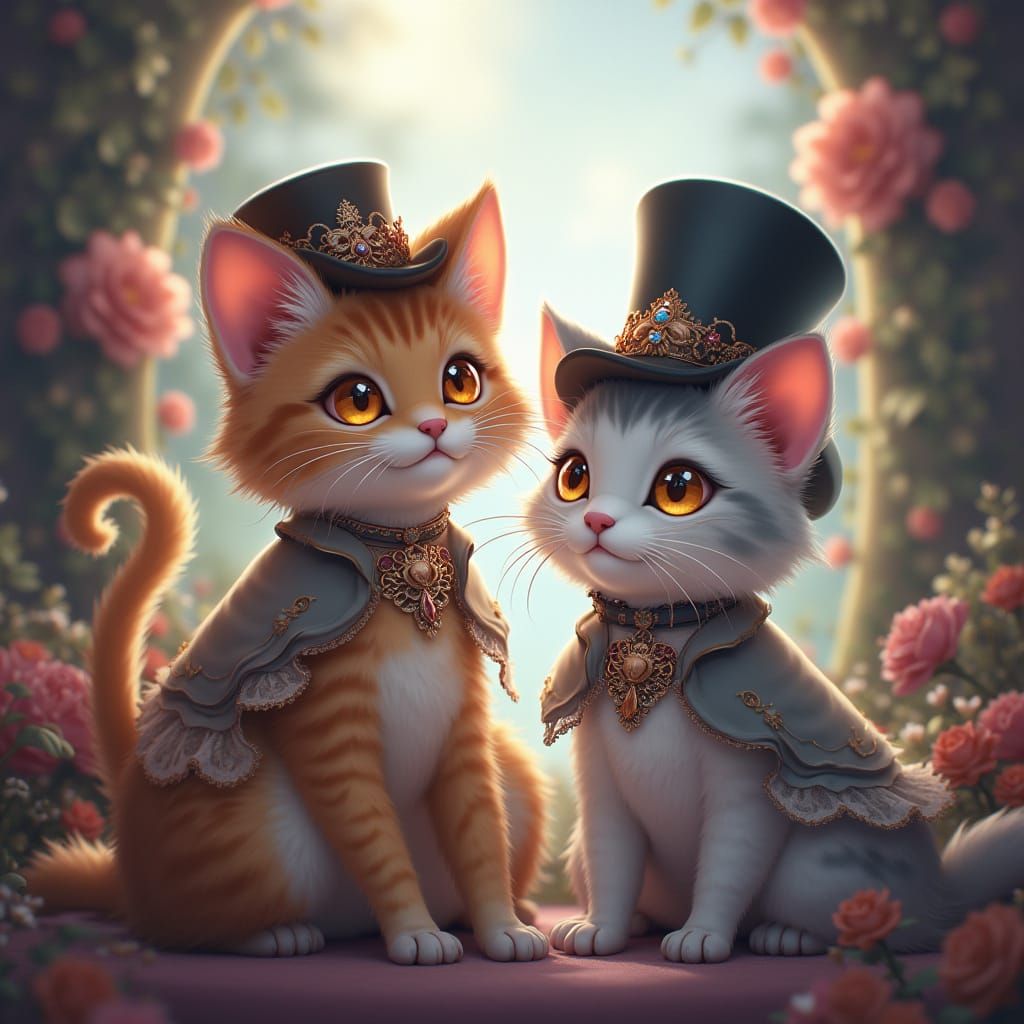 Whimsical Feline Aristocrats in 3D Anime Fantasy