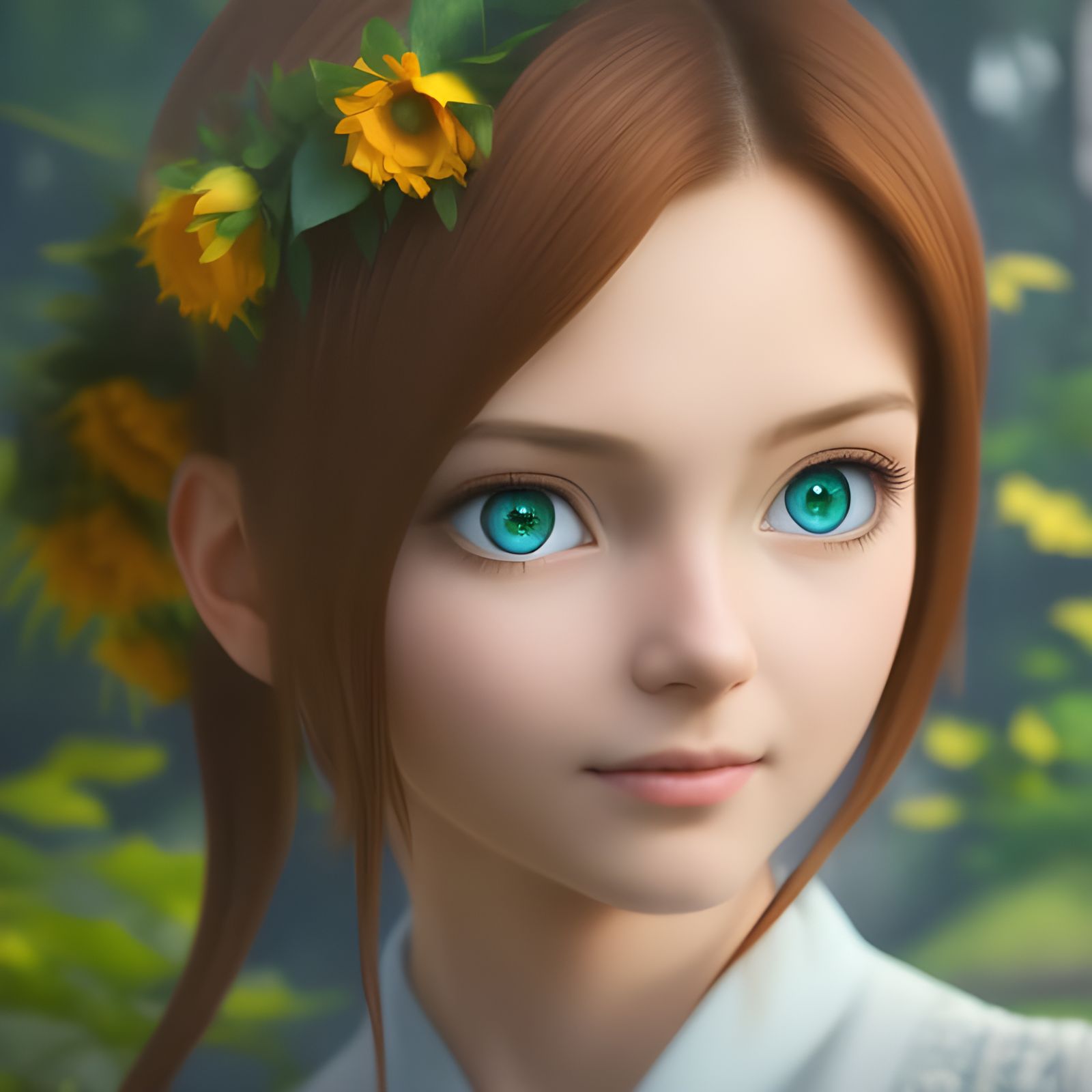 Ukrainian Girl Anime Style with Sunflower