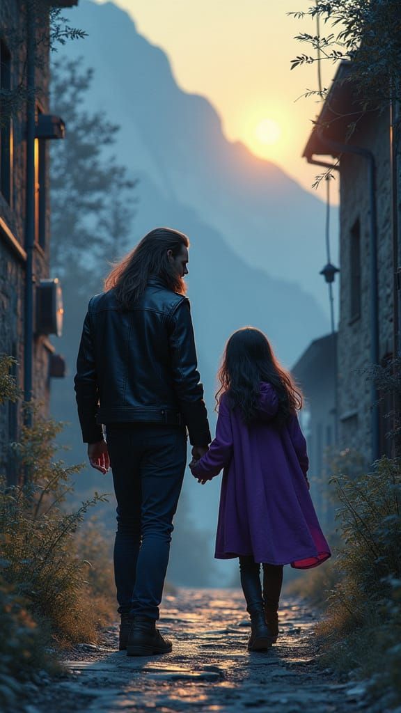 Mystical Alley Encounter in Digital Art Style