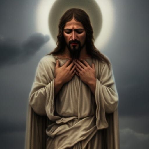 Sorrowful Christ Crying: Epic Digital Matte Painting