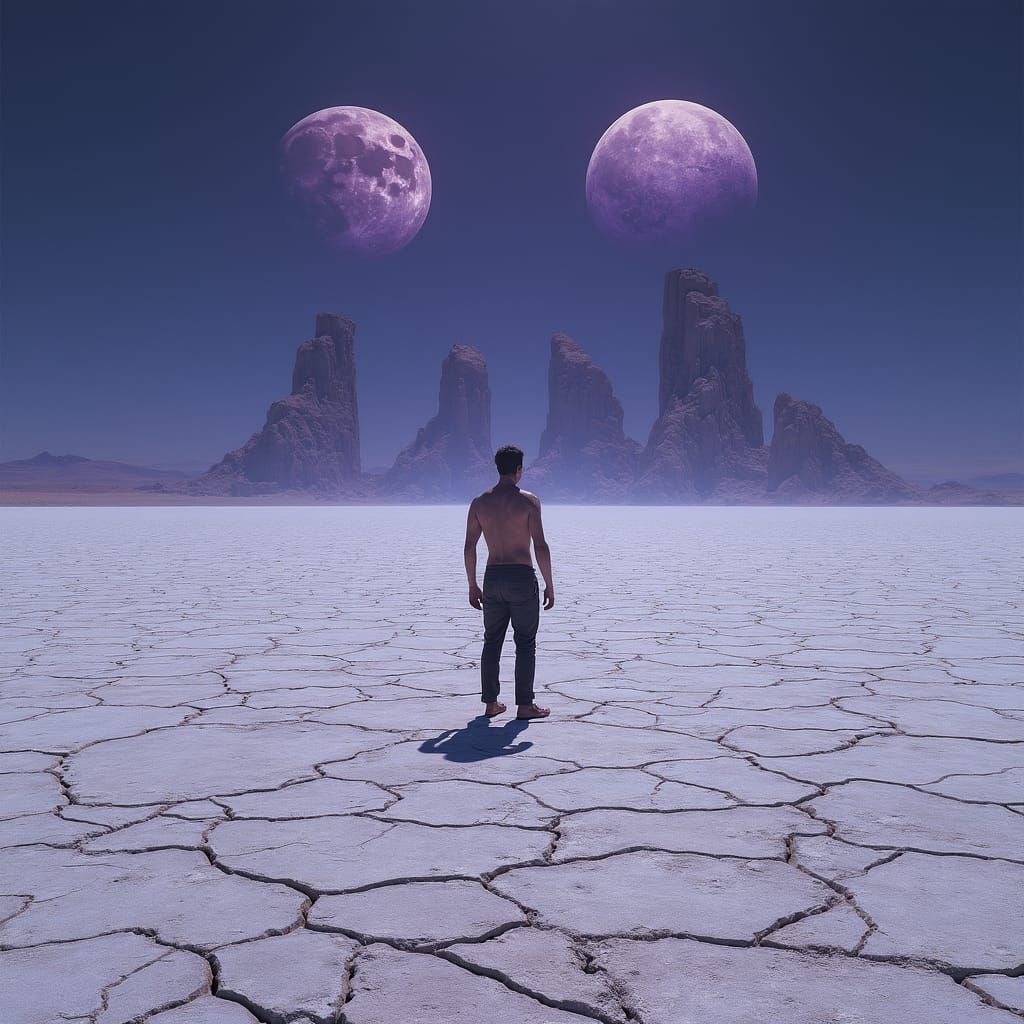 Alien Salt Flat: Dark Fantasy Landscape