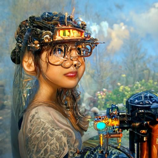 Ethereal Steampunk Girl in Fantasy Setting