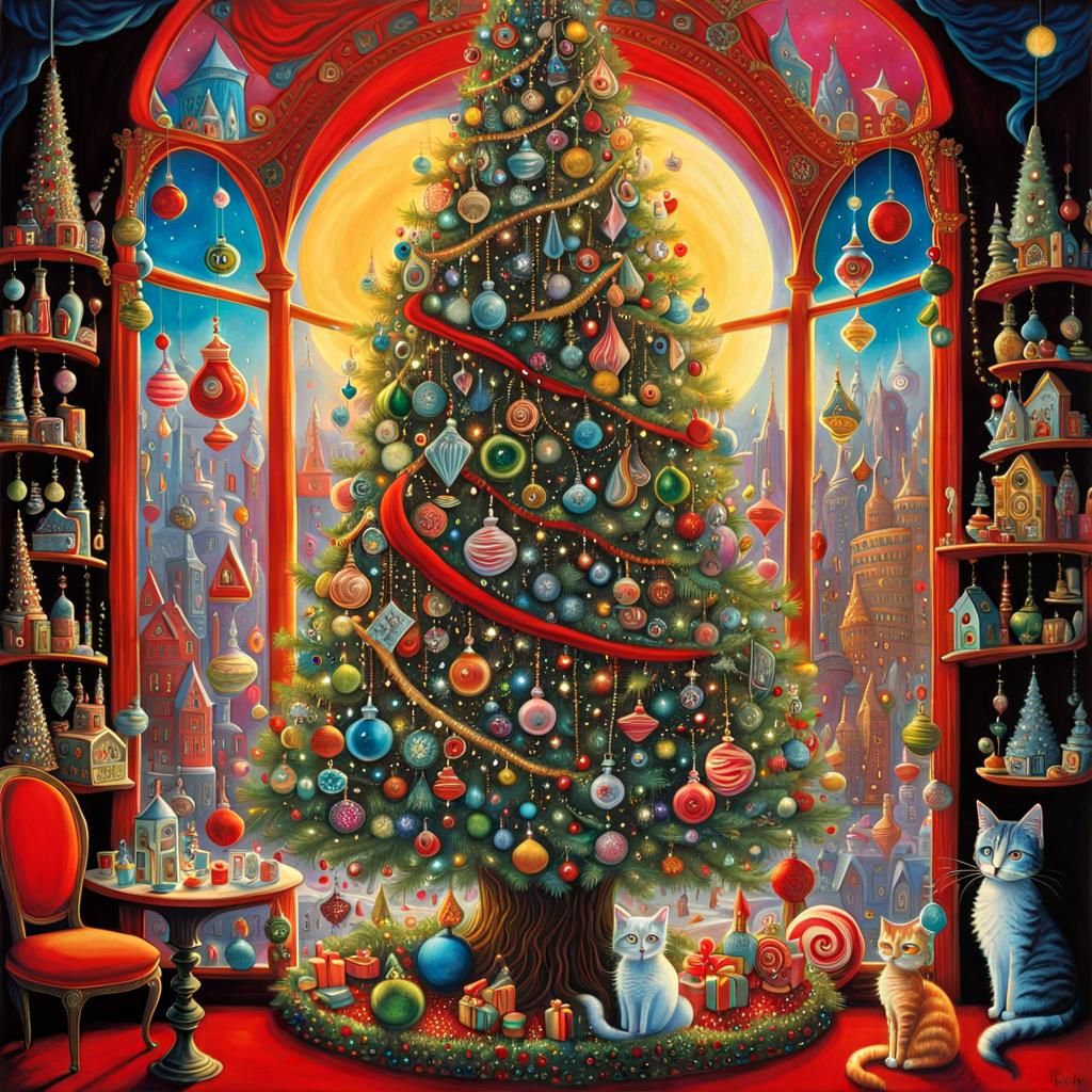 Weird strange ornaments surrealism Perfect  Christmas Tree: ...