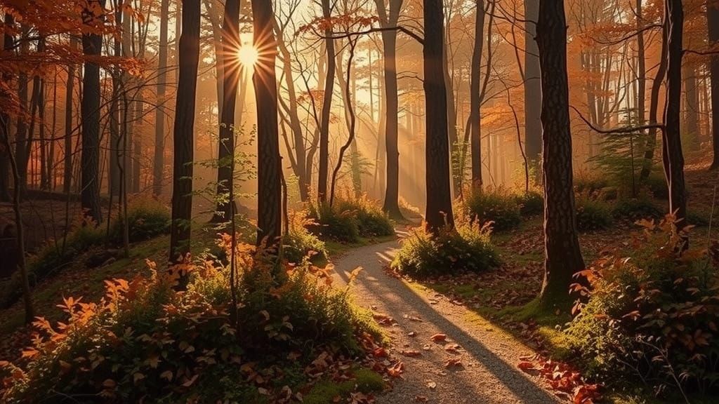 Ethereal Crystal Forest Illuminated by Golden Light