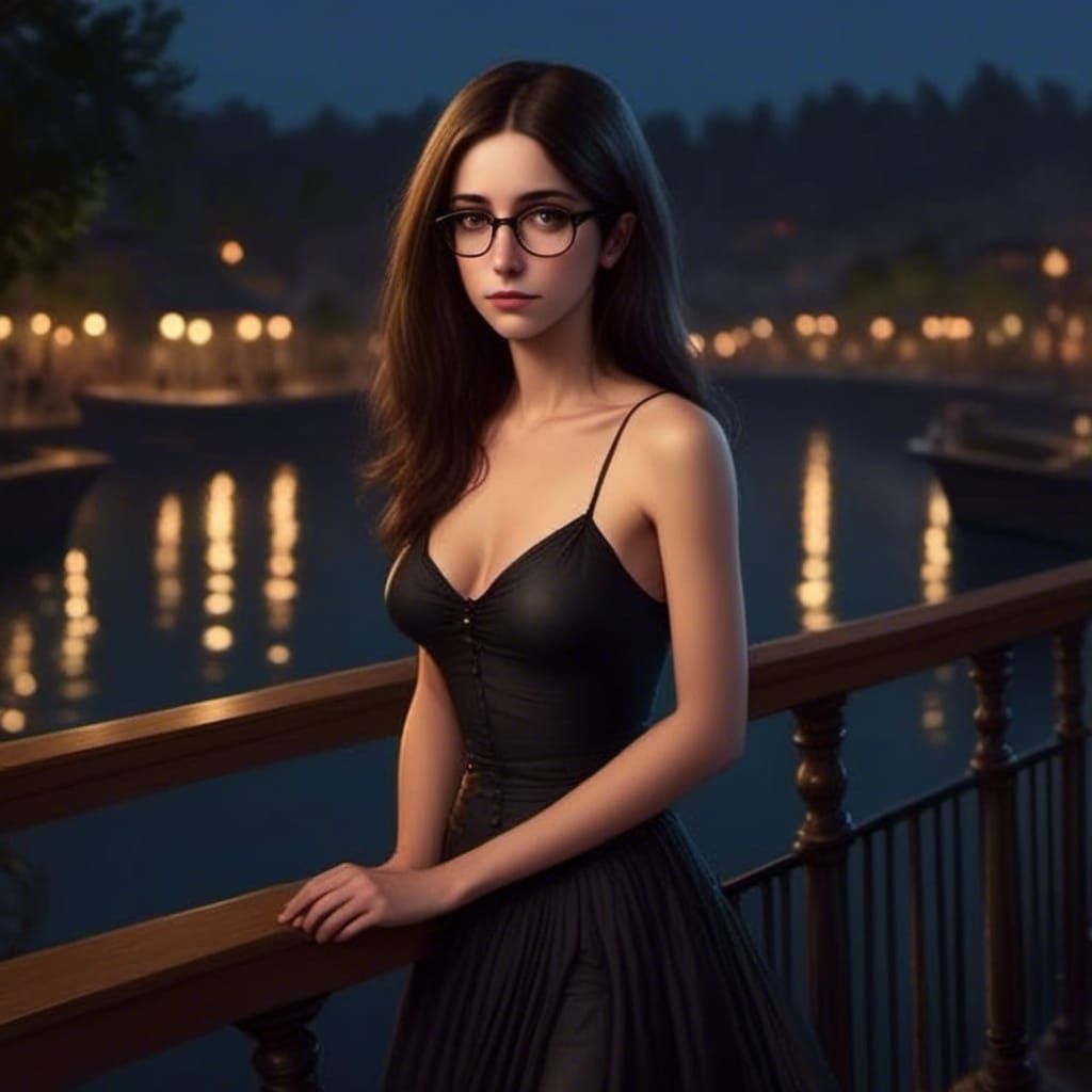 Nighttime Lake Portrait in Photorealistic Style