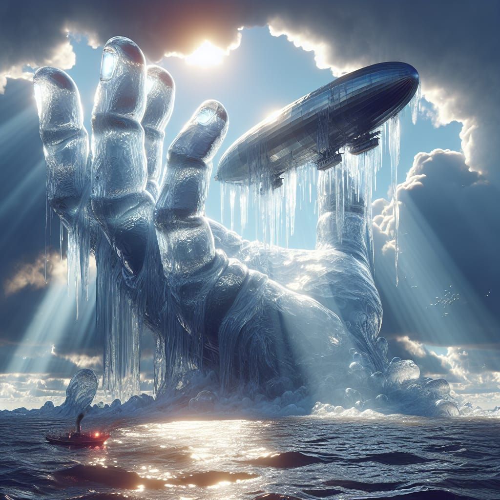 Colossal Water Hand Rescues Airship