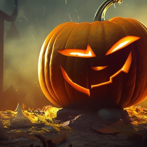 Exploding Halloween Pumpkin Fantasy Concept Art