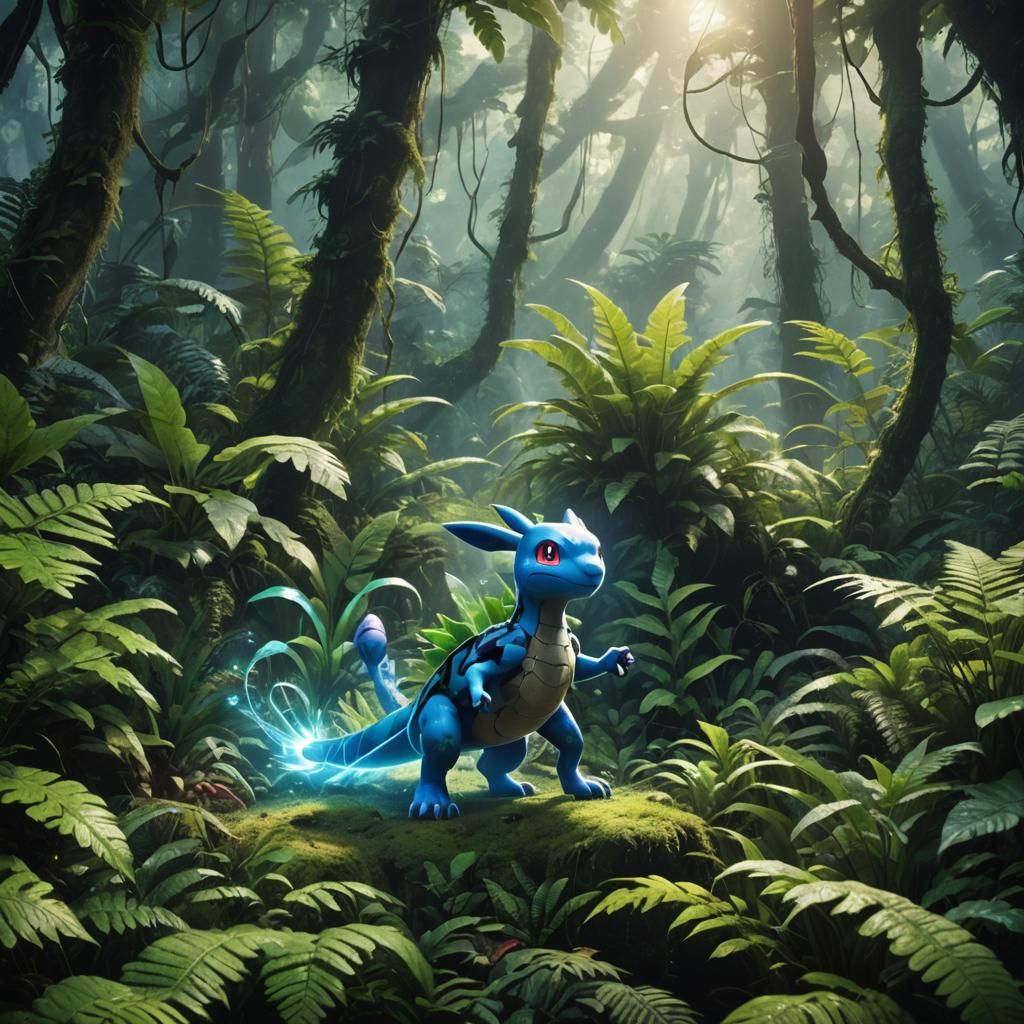 Realistic Pokémon in Jungle: Matte Painting