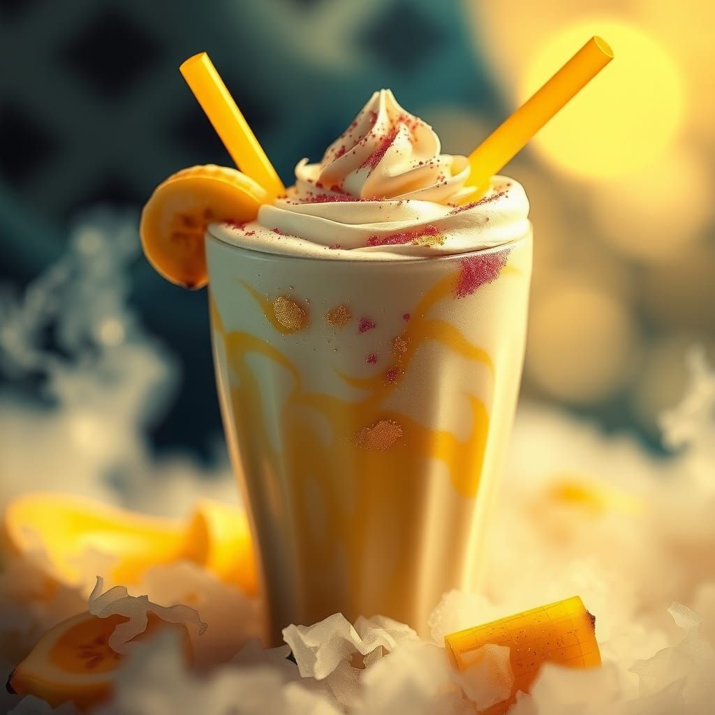 Decadent Banana Milkshake in Fantasy Concept Art Style