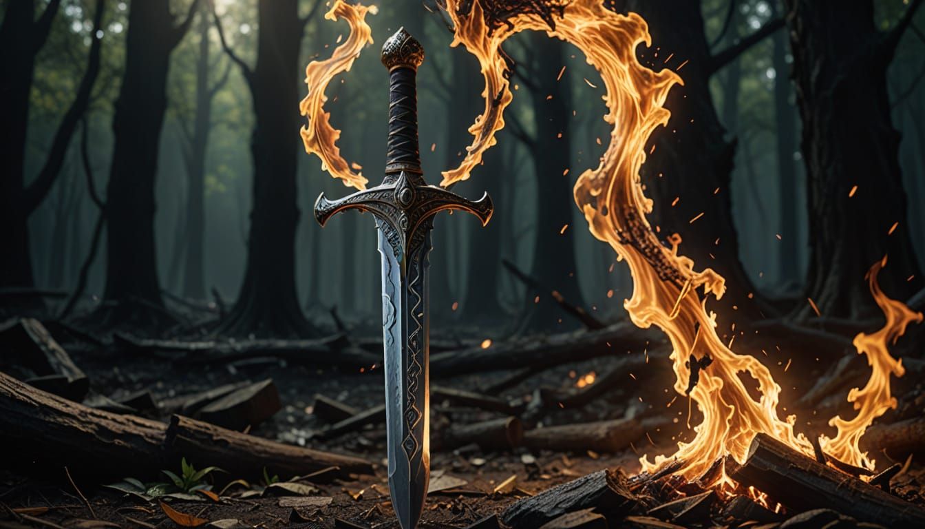 Majestic Flame Sword in Cinematic HDR