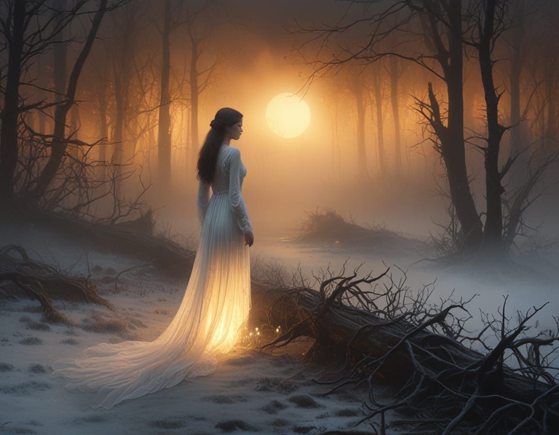 Ethereal Beauty in a Foggy Forest