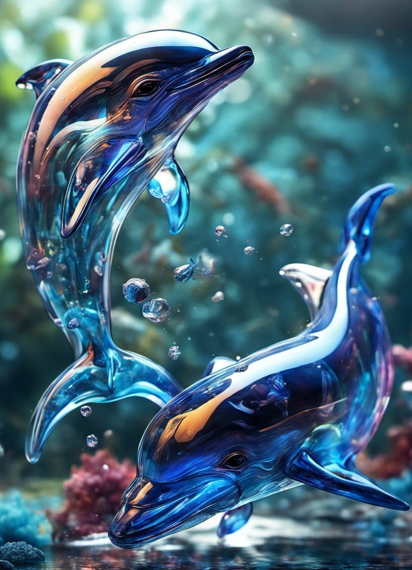 Blown Glass Dolphins
