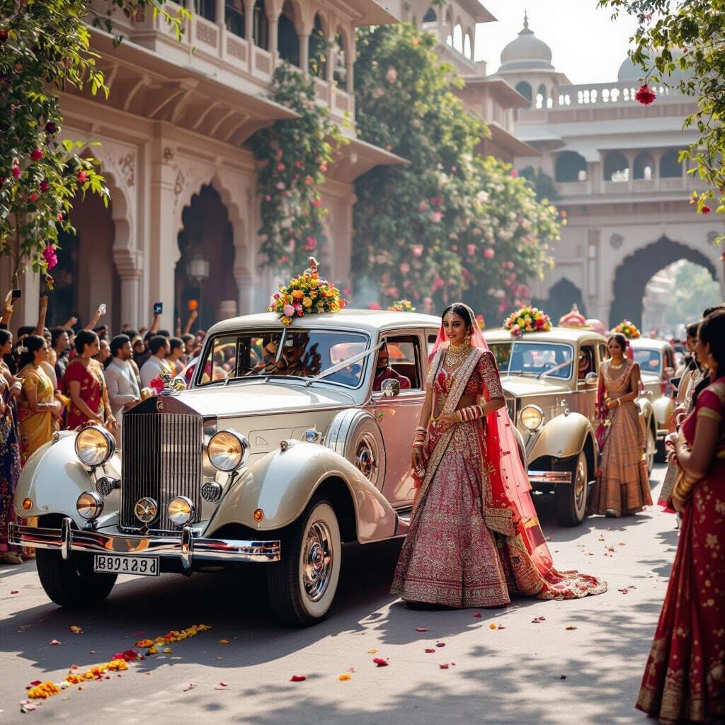 Luxurious Wedding Cars in Grand Procession