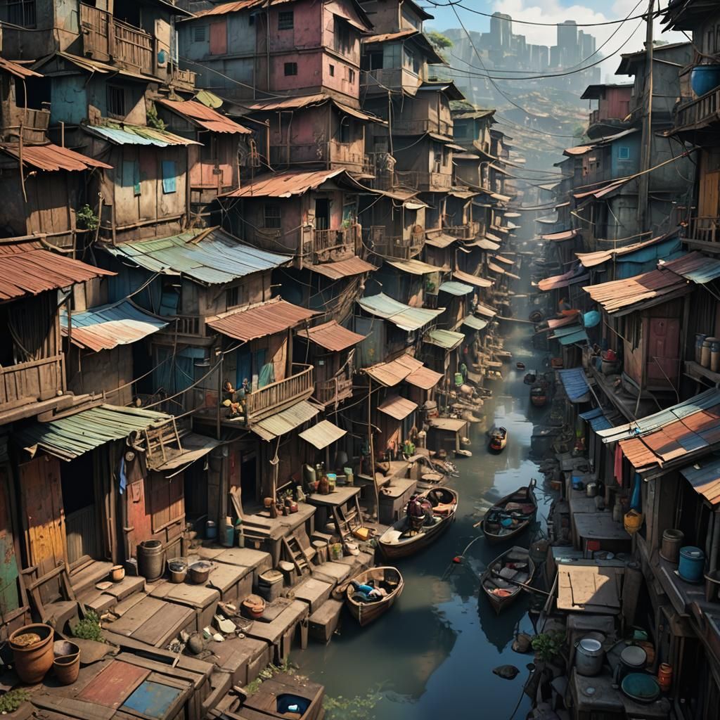 Filipino Slums: Poverty vs. Wealth in Matte Painting