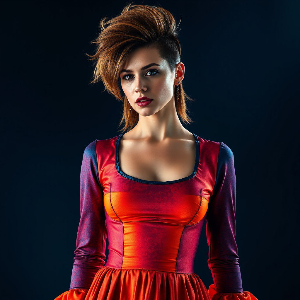 Fiery Dress: Edgy Woman in Dramatic Flames